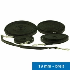 Gummierte Nylonleine Breit Schwarz